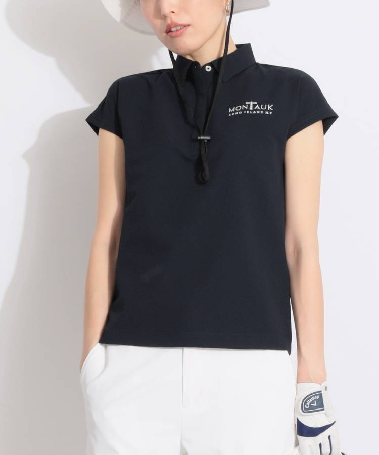 BE MONTAUK刺繍サッカーフレンチスリーブポロシャツ