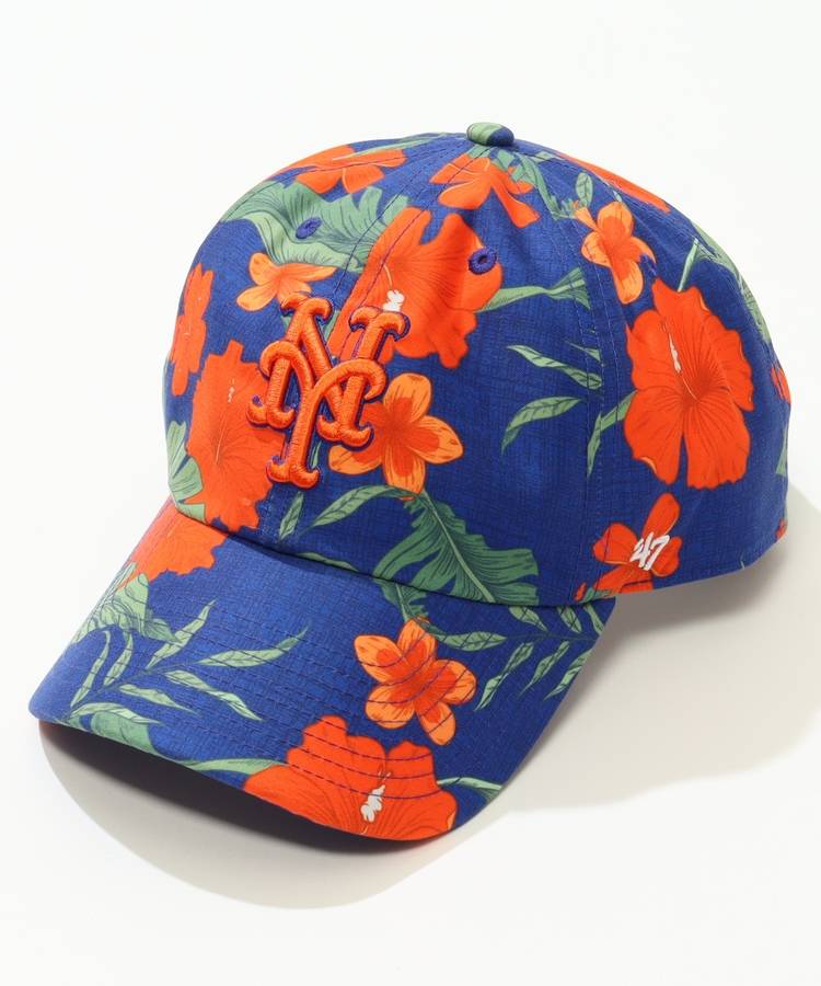 FS ハイビスカス柄キャップ(ブルー×オレンジ)