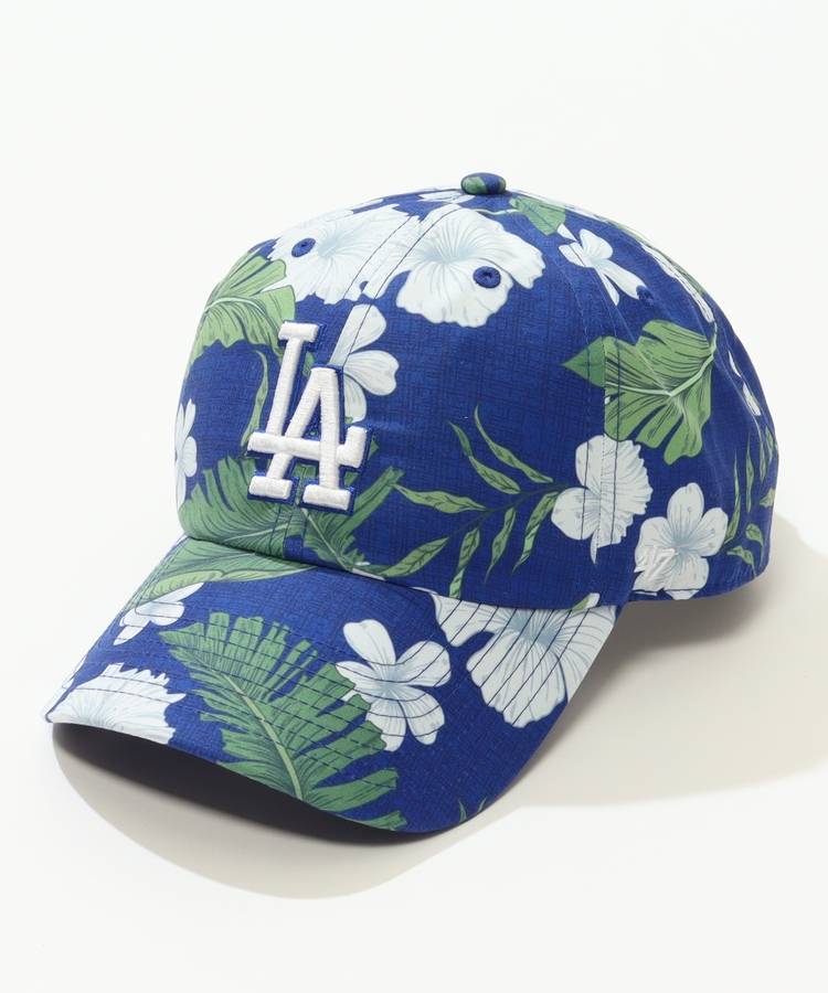 FS ハイビスカス柄キャップ(ブルー×ホワイト)