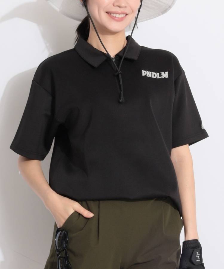 PD 【ユニセックス】バックプリントハーフジップ半袖カットソー