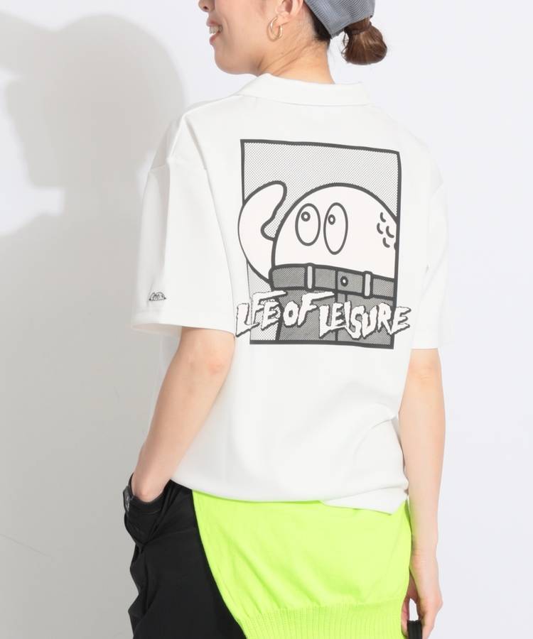 PD 【ユニセックス】バックプリントハーフジップ半袖カットソー