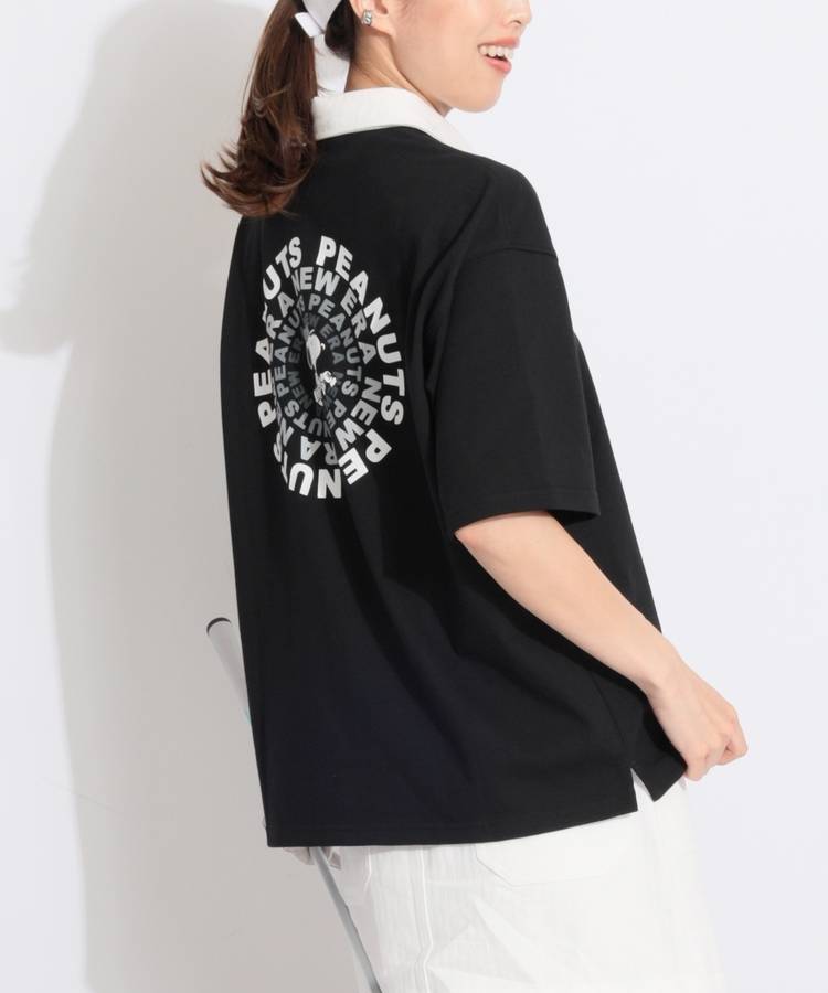 NE 【ユニセックス】【PEANUTS】ラガーポロシャツ(ブラック)