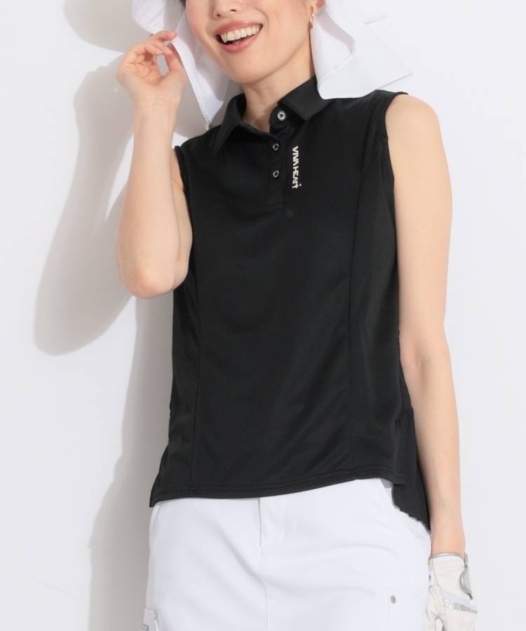 VH 【吸水速乾UV】バックプリーツノースリーブポロシャツ