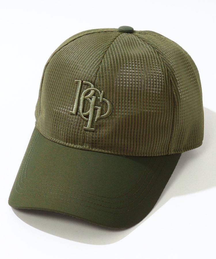 BE 立体ロゴ刺繍ブロックメッシュキャップ