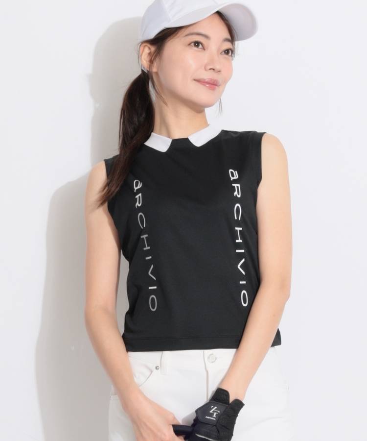 AR 【UV】ロゴラインフェイクカラーノースリーブカットソー