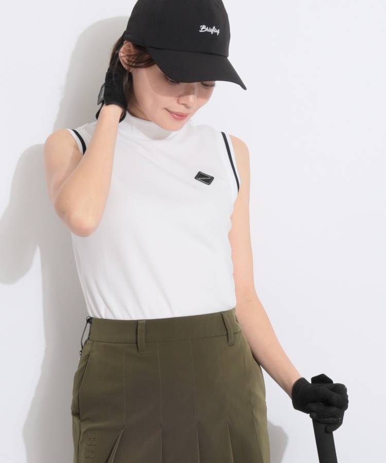 BR ネックロゴモックネックノースリーブカットソー