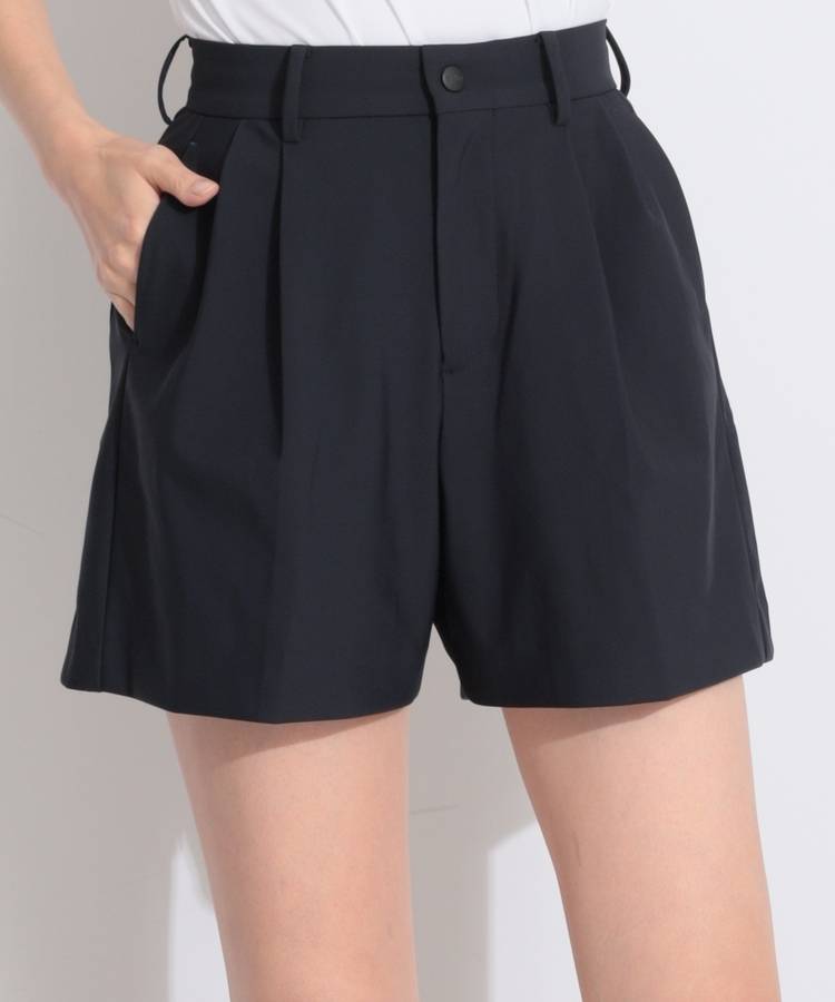 TF 【ストレッチ】プリーツ切替フレアショートパンツ