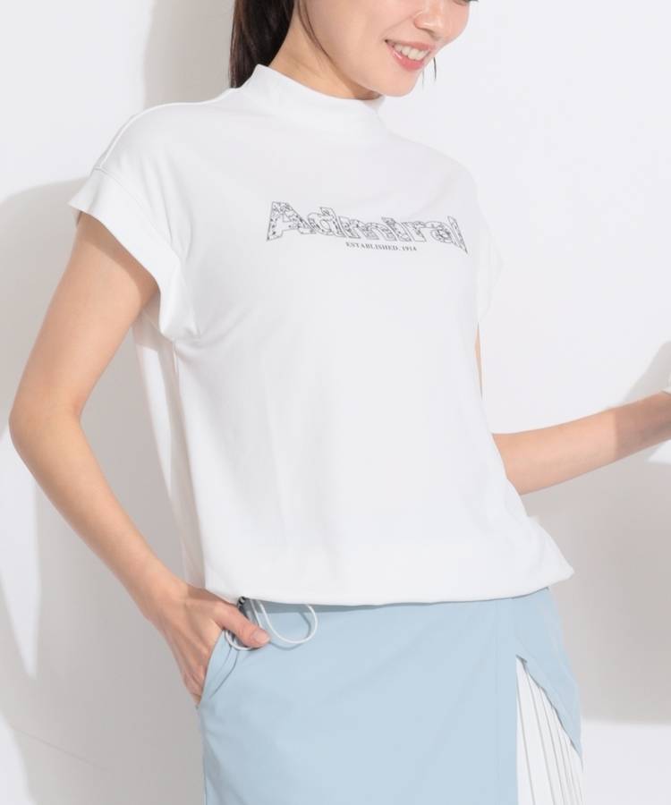 AM 【カラタッチプラス】リーフロゴフレンチスリーブカットソー