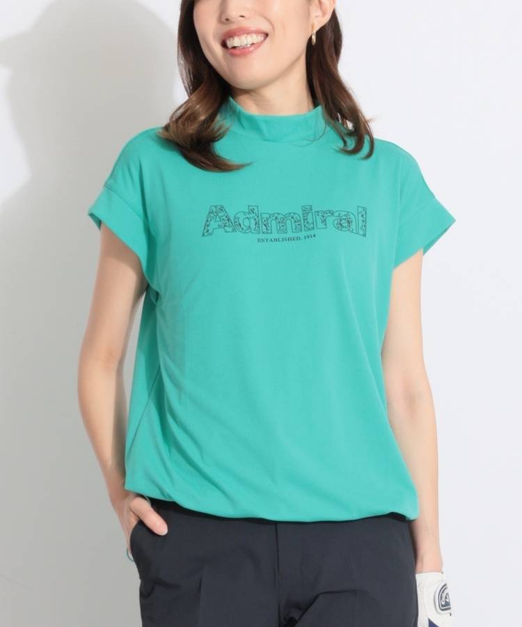 AM 【カラタッチプラス】リーフロゴフレンチスリーブカットソー