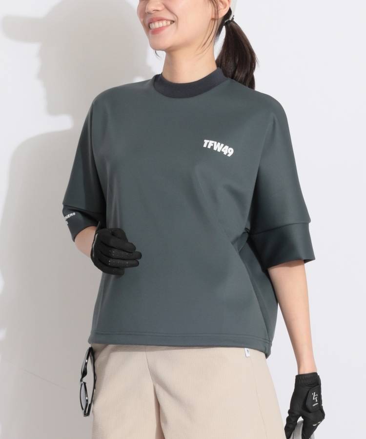 TF 【ストレッチ】リラクシー半袖ポンチプルオーバー