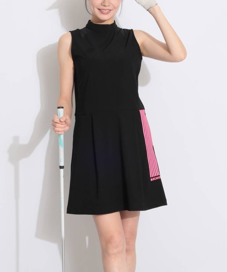 AR 【撥水】バイカラーラインノースリーブワンピース