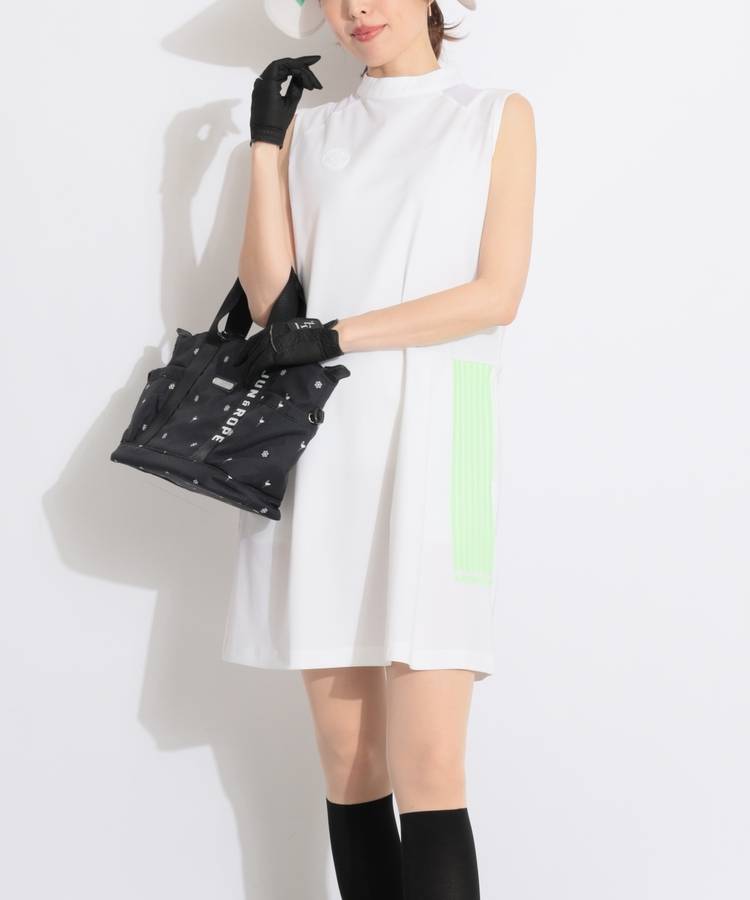 AR 【撥水】バイカラーラインノースリーブワンピース