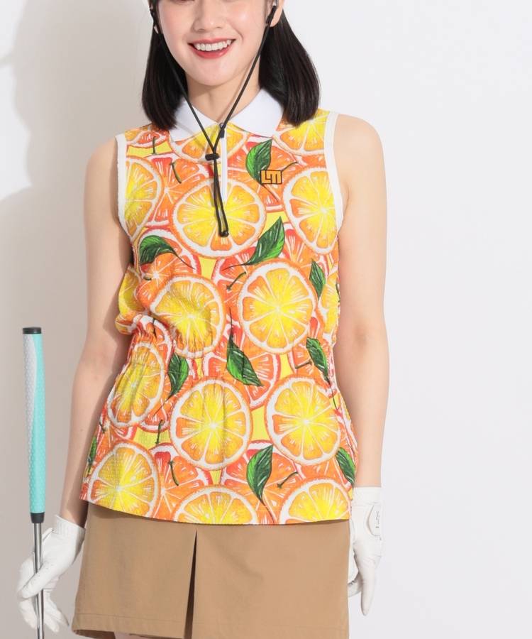 LM 【接触冷感UV】選べるデザインペプラムノースリーブポロシャツ