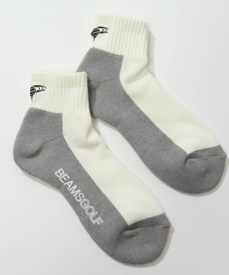 BE ヒールロゴ刺繍バイカラー切替ショートソックス