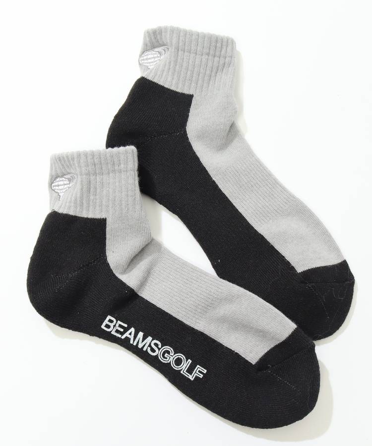 BE ヒールロゴ刺繍バイカラー切替ショートソックス