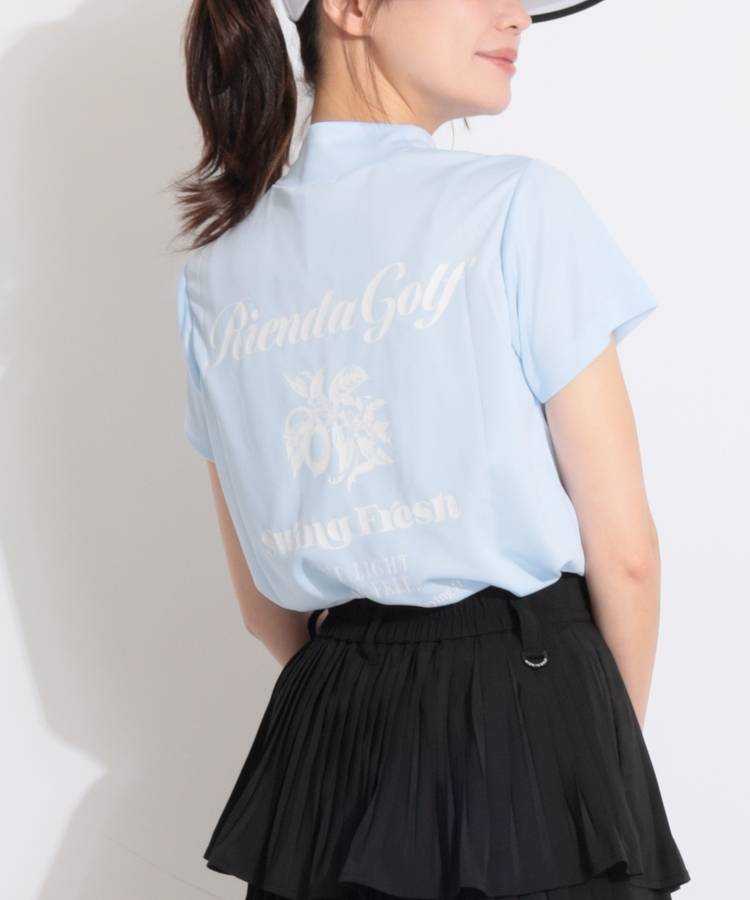 RI 【一部ユニセックス】バックプリントモックネック半袖カットソー