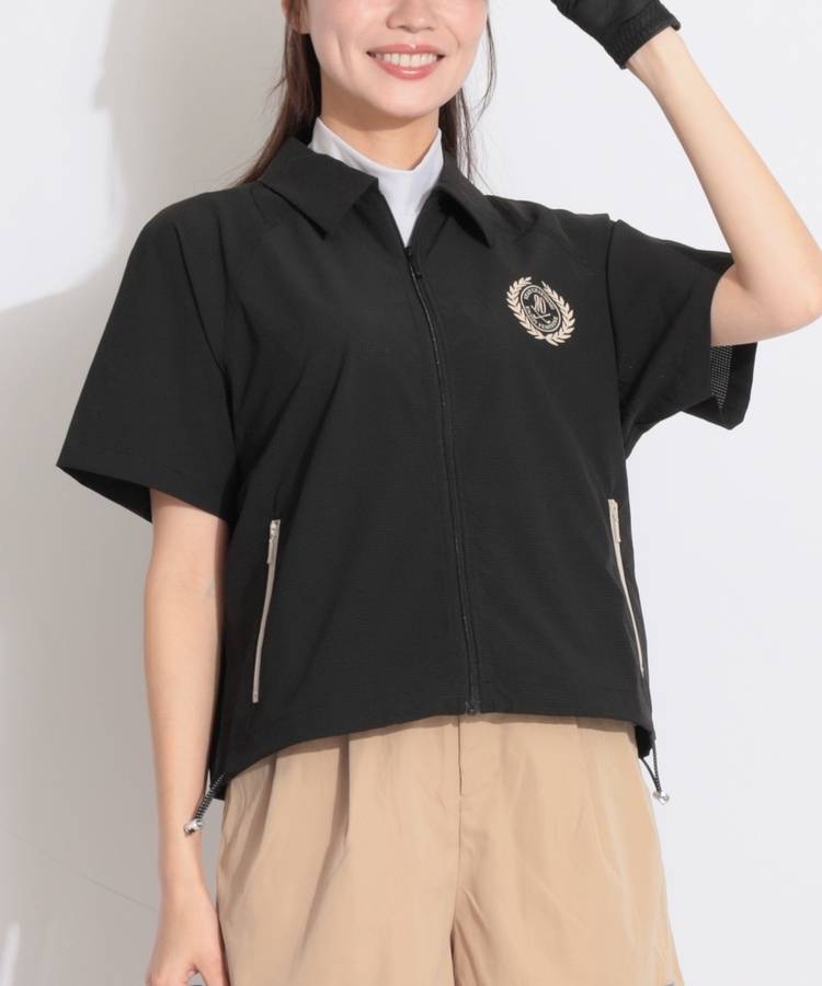 RI 裾ドロストバックプリント半袖ジャケット