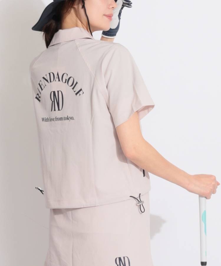 RI 裾ドロストバックプリント半袖ジャケット