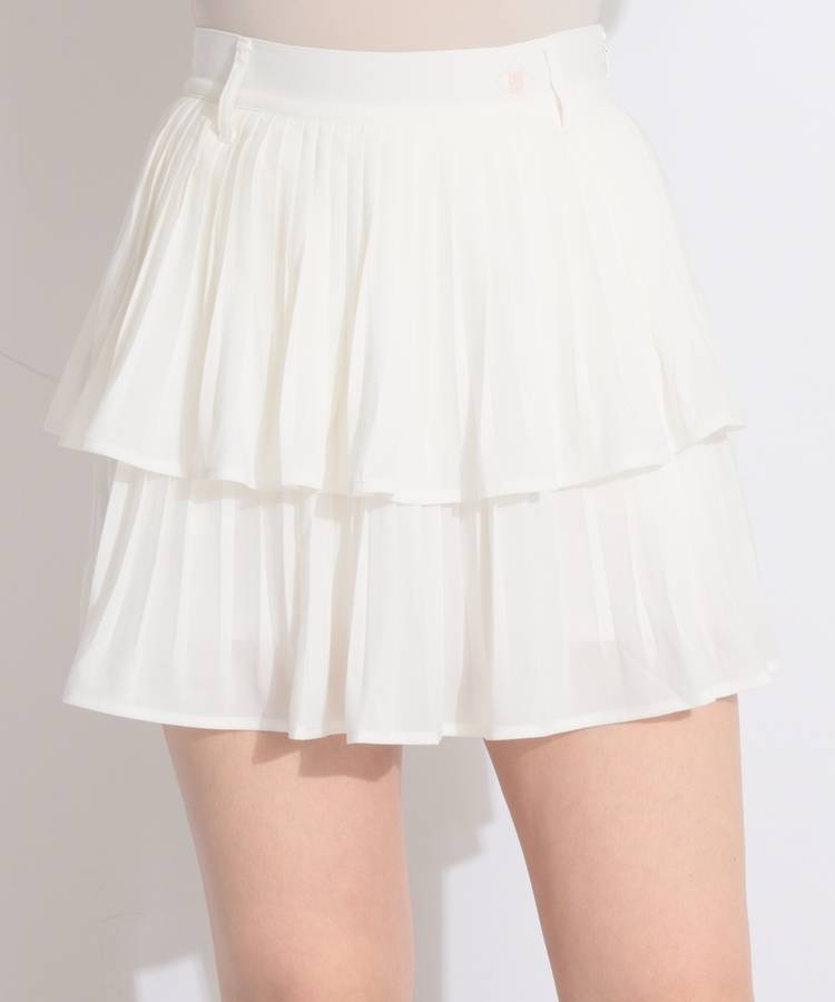 RI 一体型ぺチパンツ付ティアードプリーツスカート