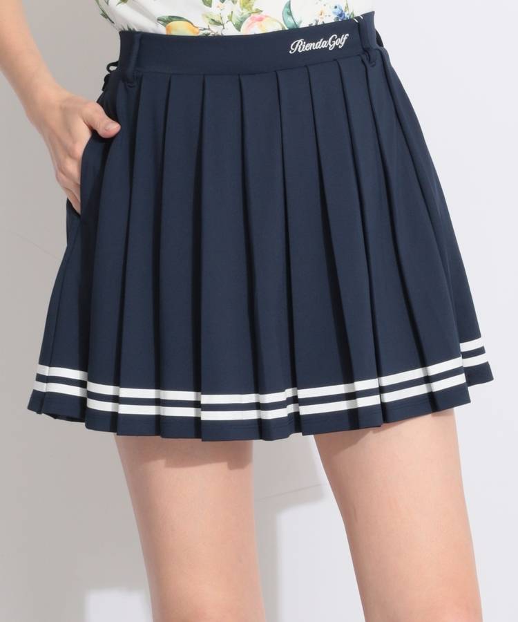 RI 一体型ぺチパンツ付ライン切替フレアプリーツスカート