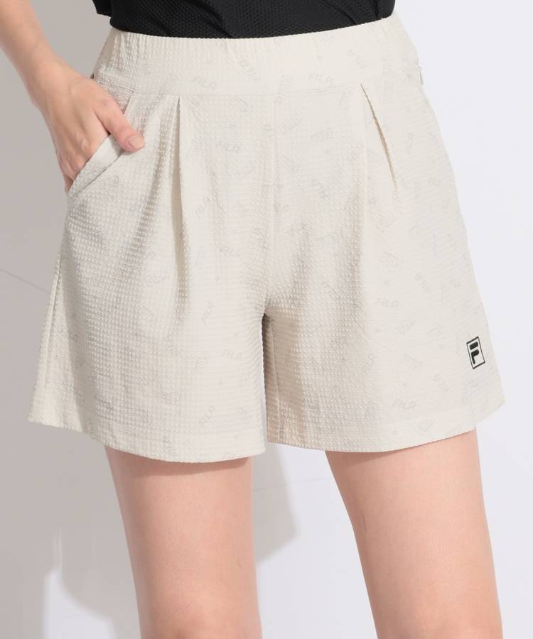 FG 【接触冷感UV】ランダムロゴタックフレアショートパンツ