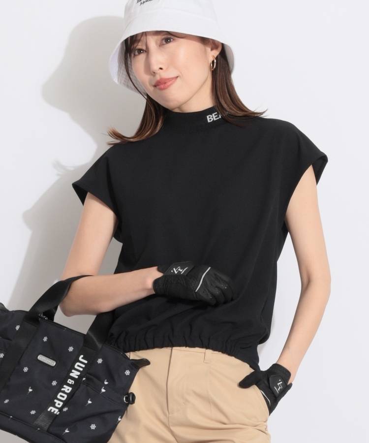 BE バック切替ネックロゴフレンチスリーブカットソー