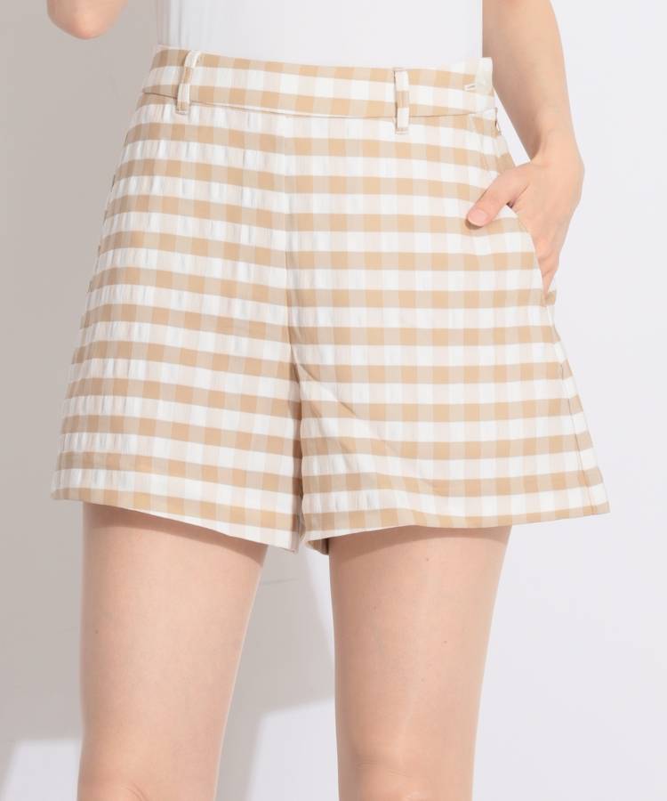 BE 【ストレッチ】ギンガムチェック柄ショートパンツ