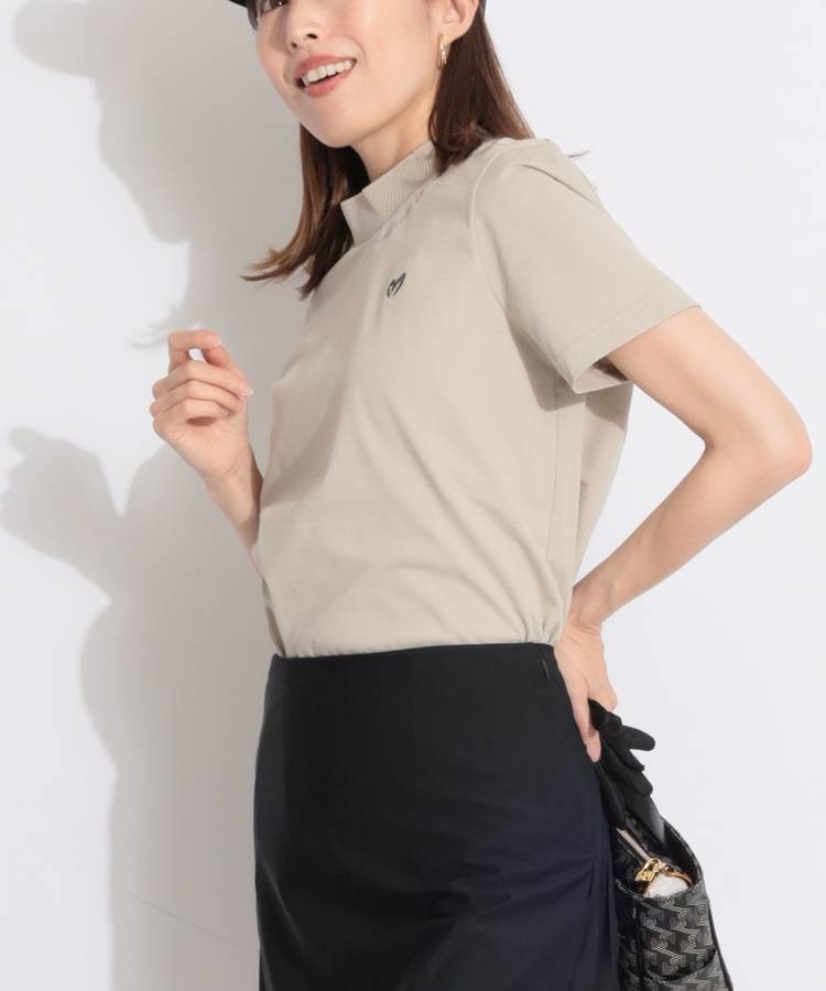 MB シンプルモックネック半袖カットソー