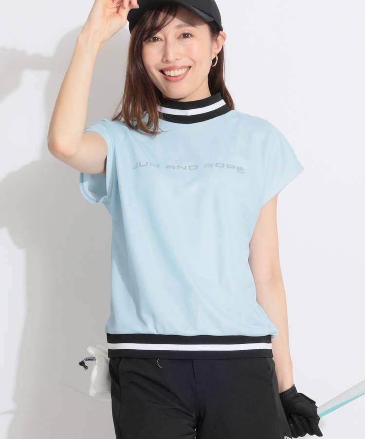 JR 【吸水速乾UV】二重メッシュフレンチスリーブカットソー