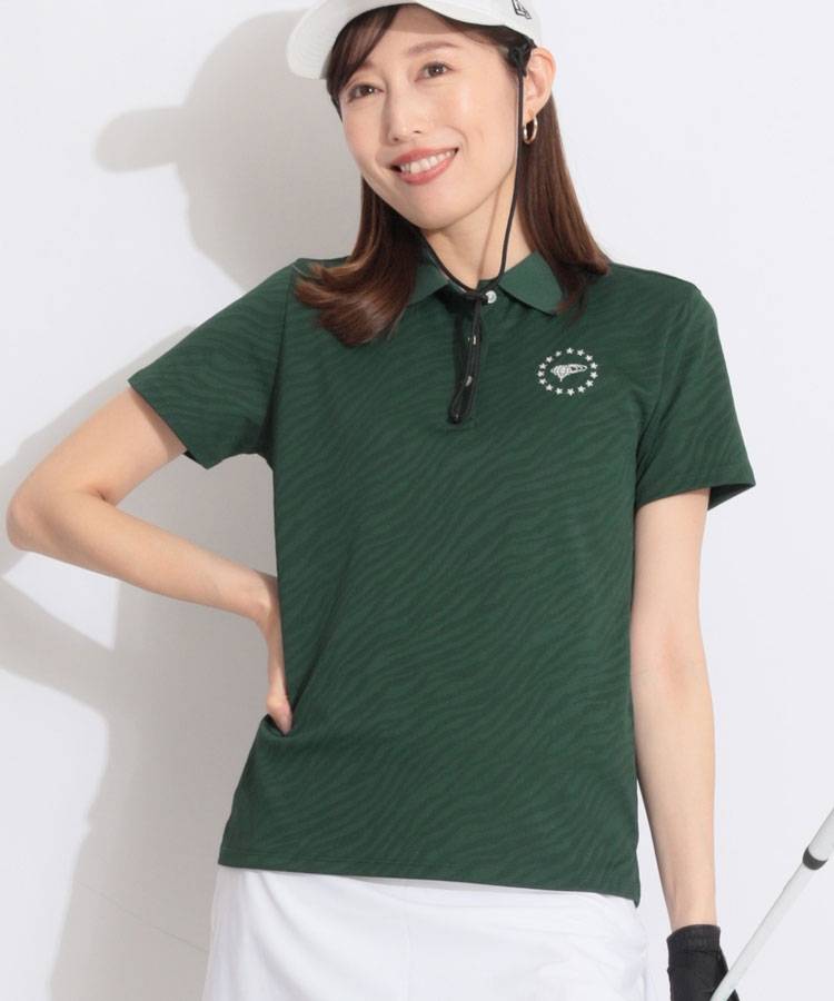 BE 【ストレッチ】ゼブラジャガード半袖ポロシャツ