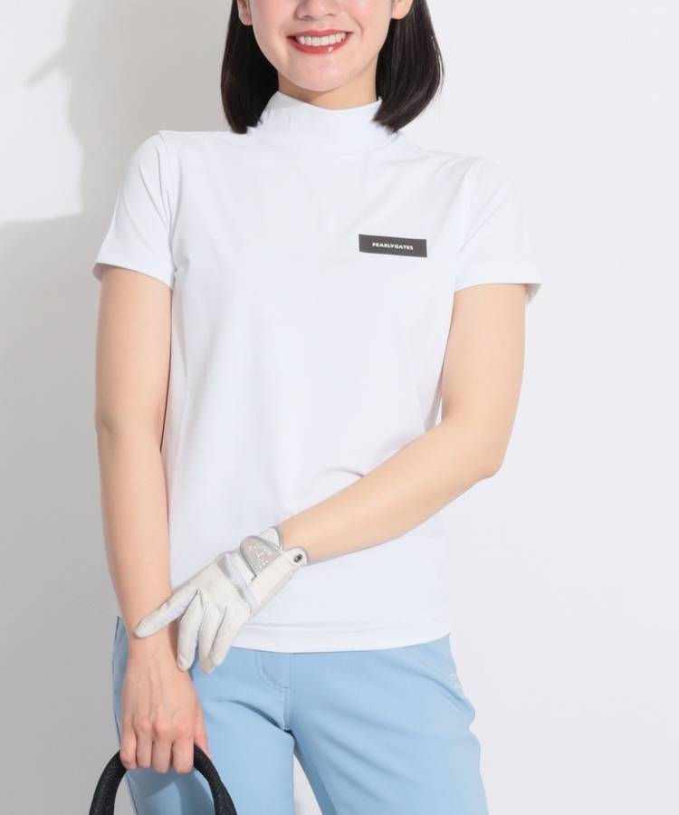 PG 【接触冷感】ジャガードネックロゴハニカム半袖カットソー
