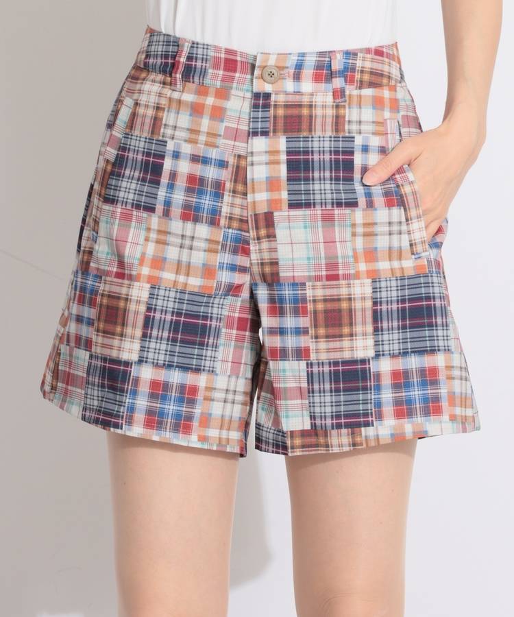 BE 【ストレッチ】マドラスチェック柄ショートパンツ