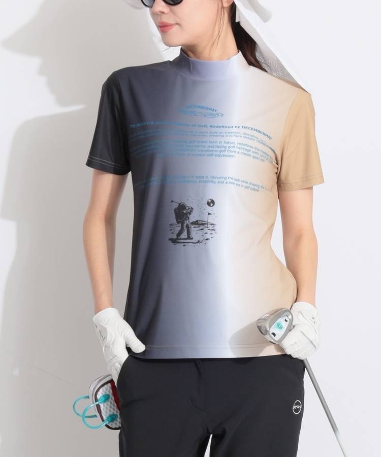 DM グラデーションモックネック半袖カットソー