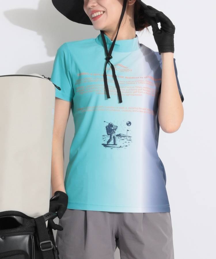 DM グラデーションモックネック半袖カットソー