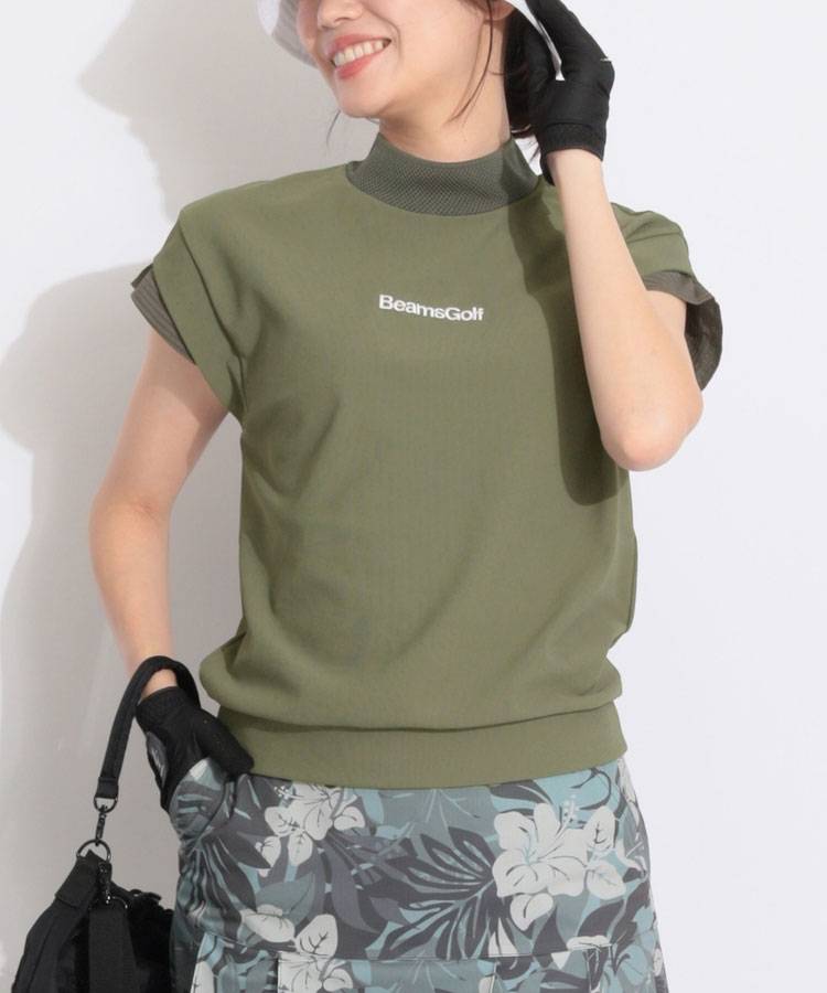 BE 【ストレッチ】モックネックフレアスリーブカットソー