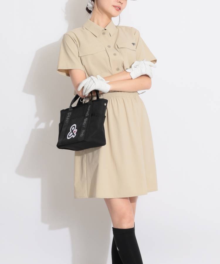 BE 【撥水ストレッチ】半袖シャツワンピース