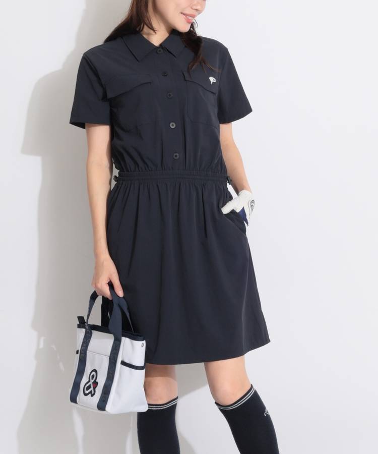 BE 【撥水ストレッチ】半袖シャツワンピース