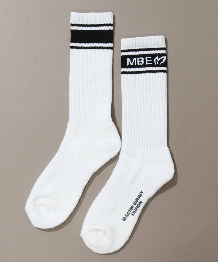 MB 【抗菌防臭】ロゴラインリブミドルソックス
