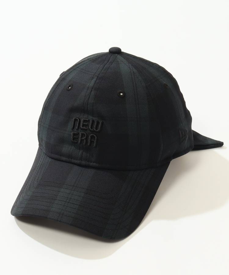 NE 【抗菌】バックリボンブラックウォッチ柄ロングブリムキャップ