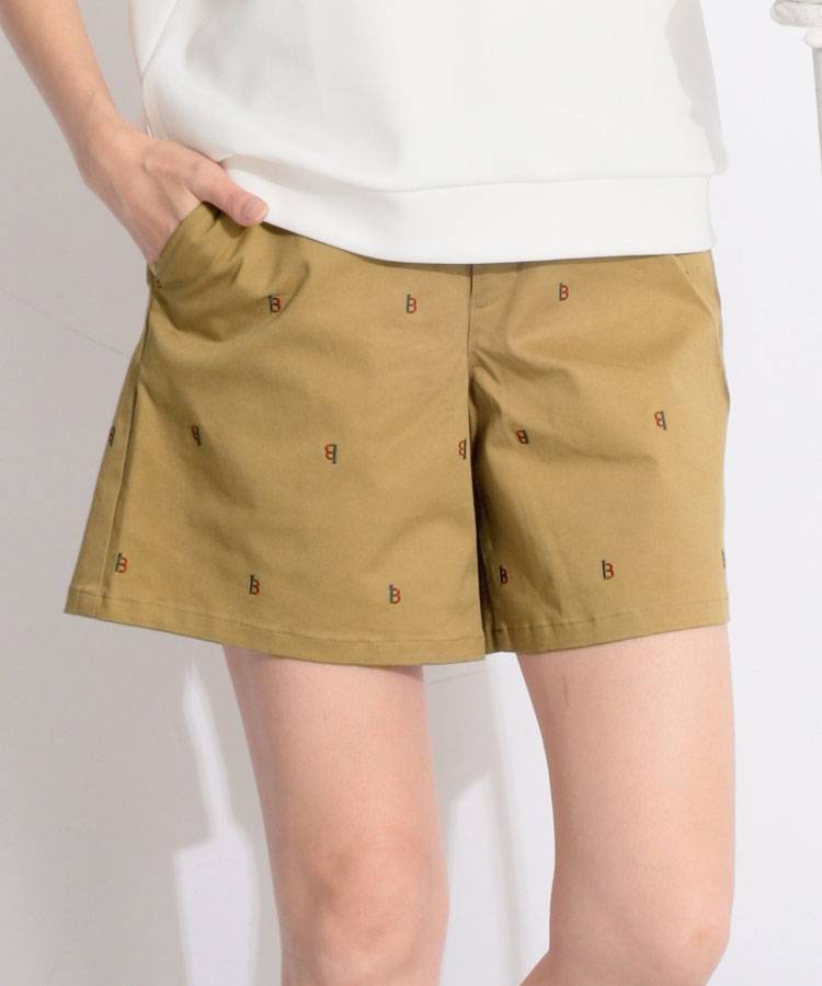 BE 【ストレッチ】アイコンドット柄ツイルショートパンツ