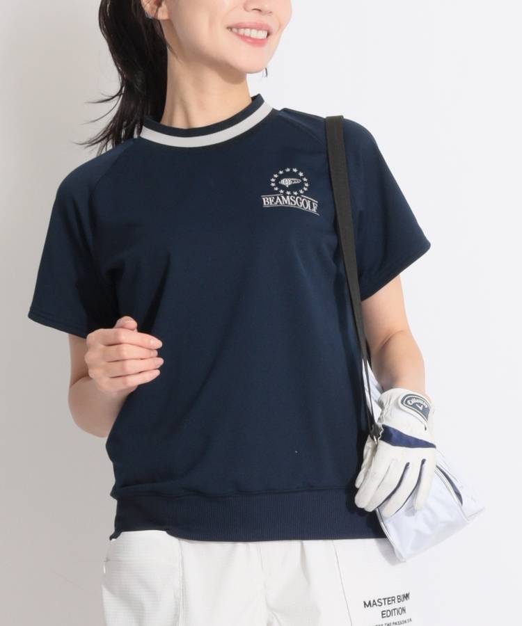 BE サークルロゴ裏毛モックネック半袖カットソー