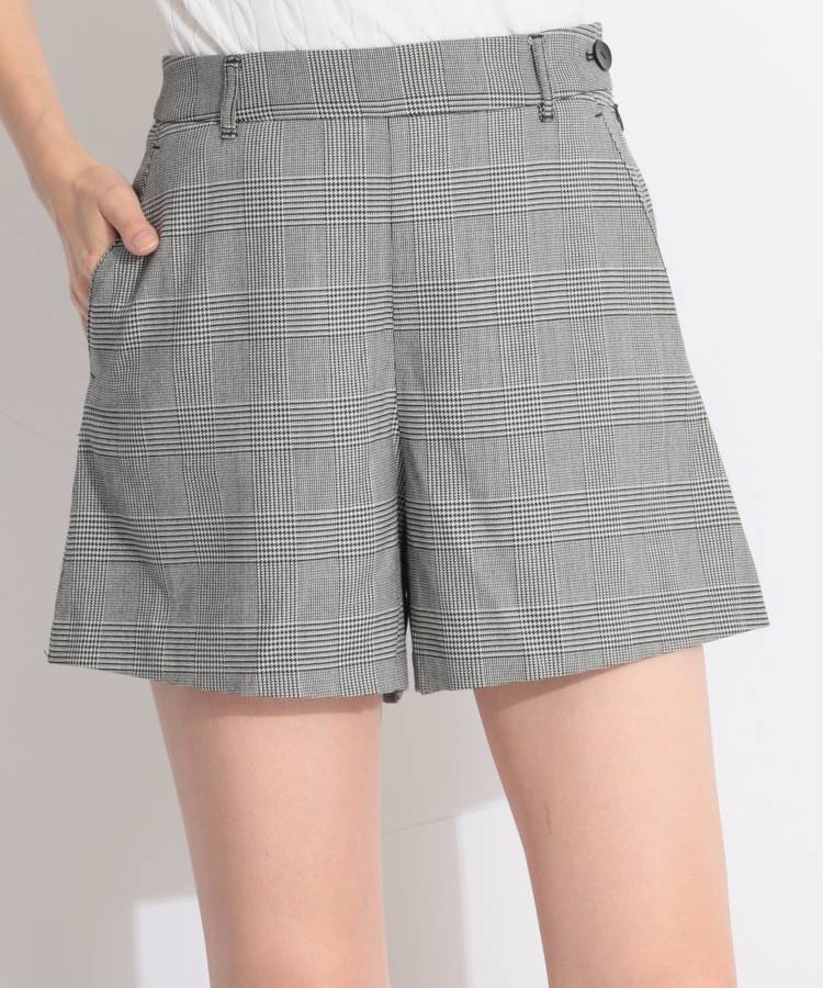 BE 【ストレッチ】グレンチェック柄ショートパンツ
