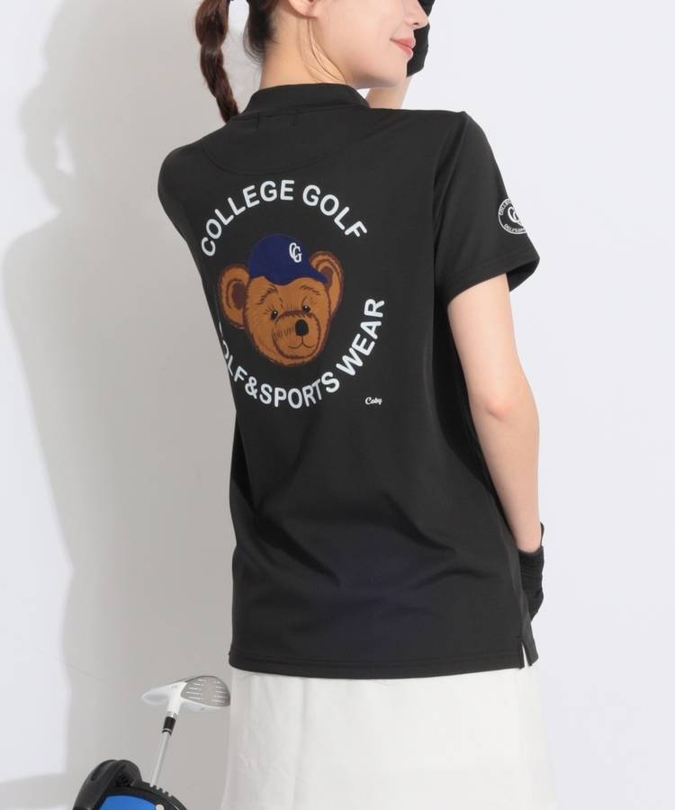 CO バックテディベアプリントモックネック半袖カットソー