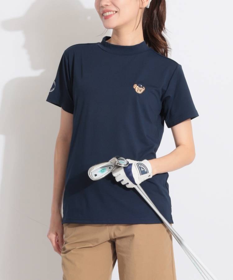 CO バックテディベアプリントモックネック半袖カットソー