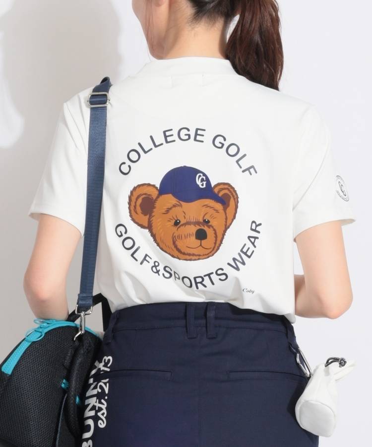 CO バックテディベアプリントモックネック半袖カットソー