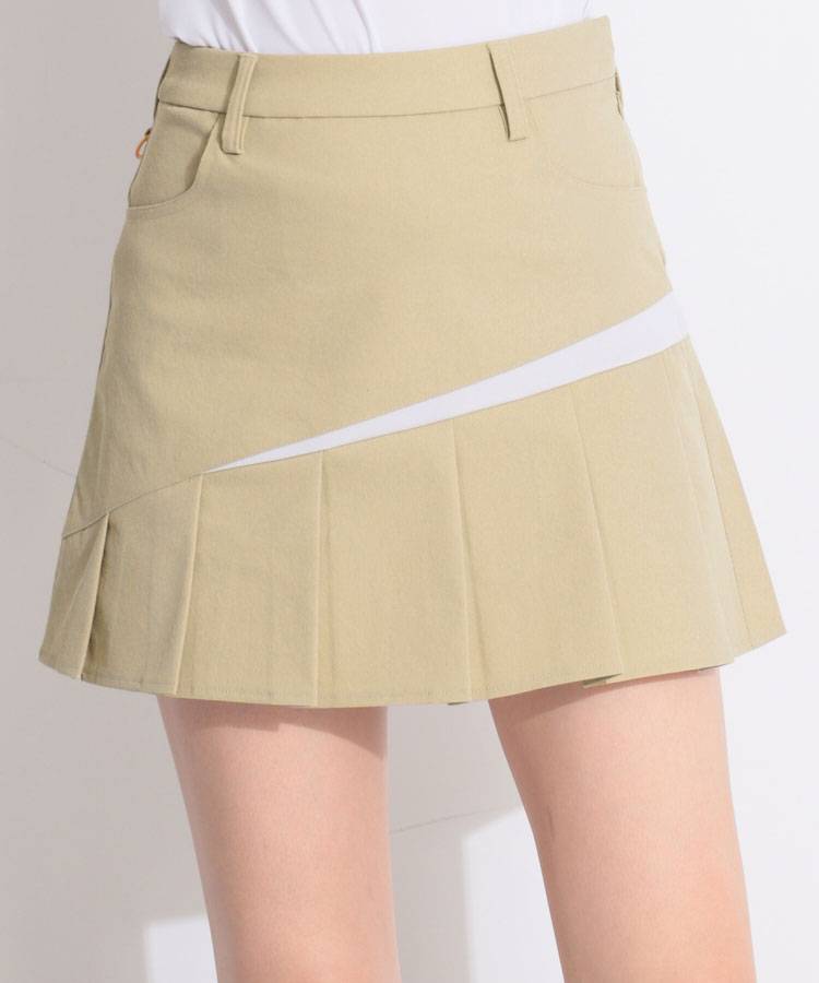 AG 【ストレッチ】バイカラー切替プリーツスカート
