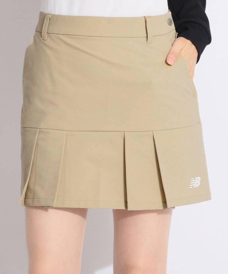 NB 【撥水ストレッチ】バックウエストロゴプリーツ切替スカート