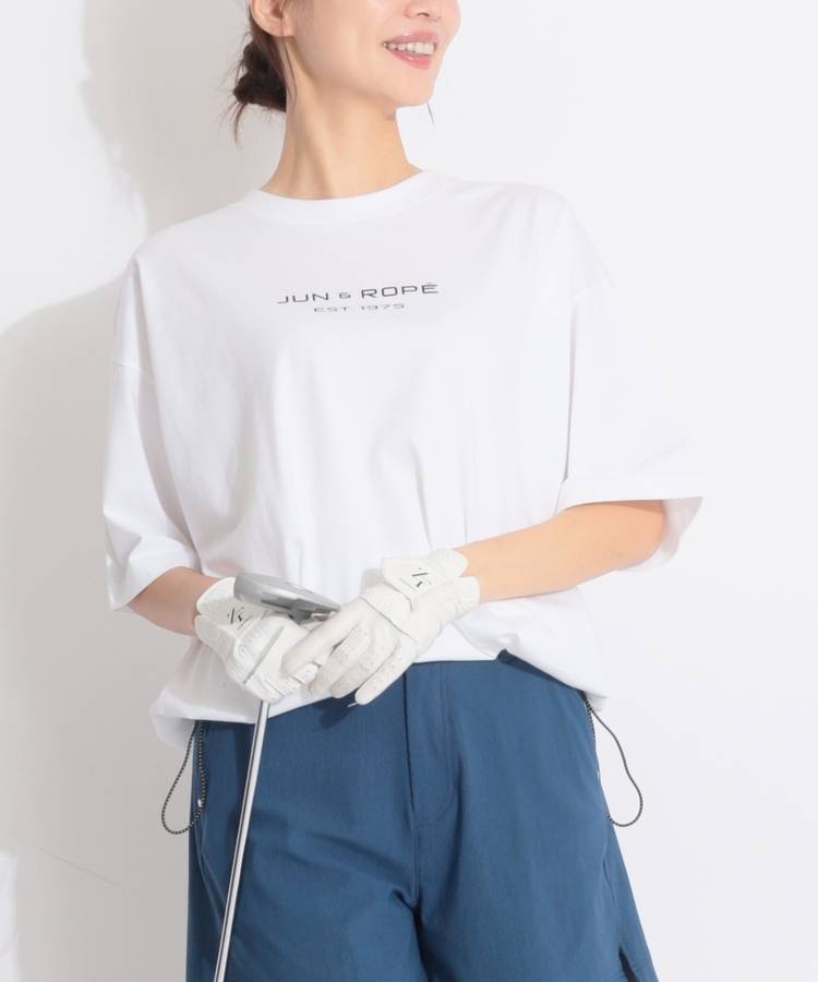 JR 【ユニセックス】裾ドロストバックプリント半袖カットソー