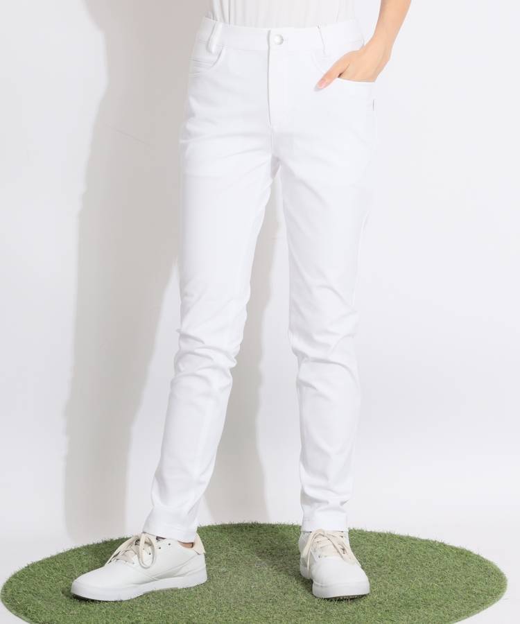 NB 【吸汗ストレッチ】バックロゴ刺繍スリムロングパンツ