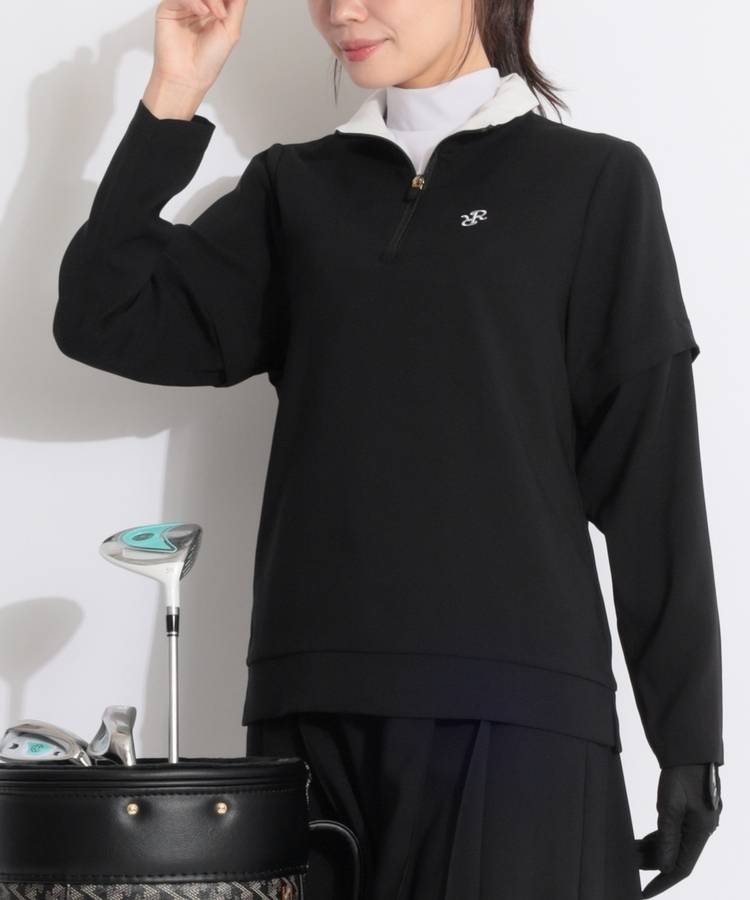 RR スリーブロゴ2WAYハーフジッププルオーバー
